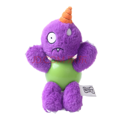 宜特宠物狗玩具毛绒 幼犬磨牙玩具泰迪比熊发声布绒玩具 紫色独角怪